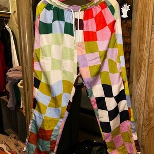 SHEIN Multicolor Checkerboard Patchwork Joggers